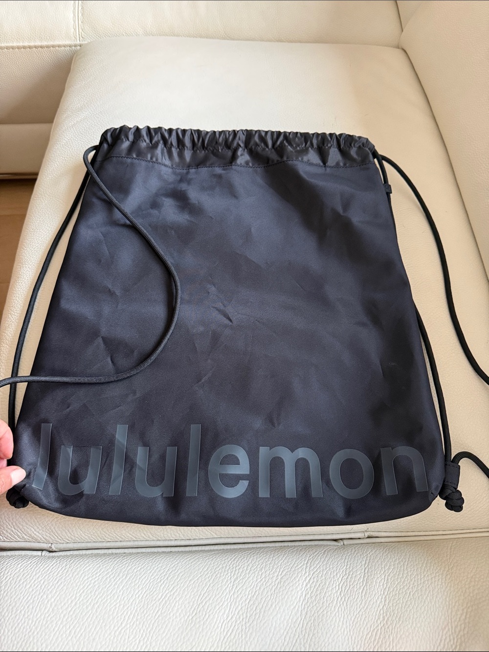 lululemon athletica Black Drawstring Tote with Interior Pocket